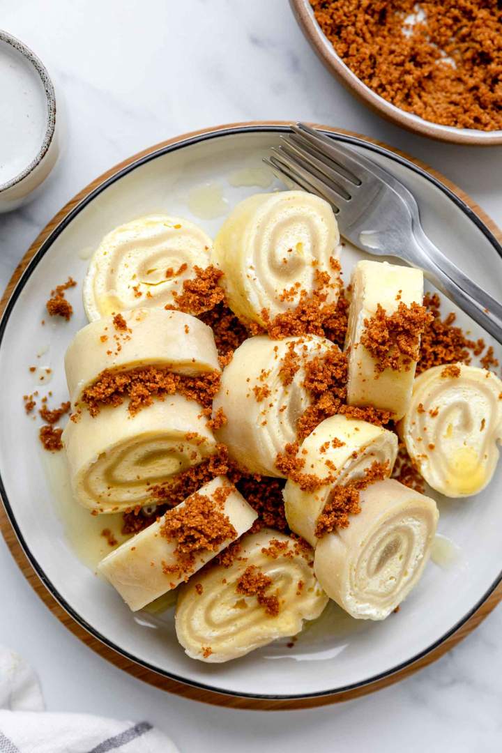 Cheese strudel made from pulled dough recipe image