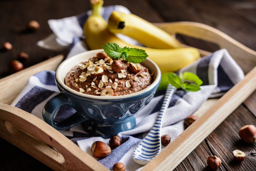 Millet porridge with chocolate and nuts recipe image