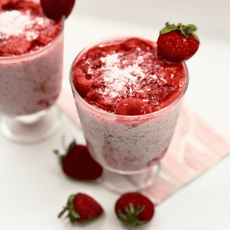 Chia pudding with strawberries recipe image